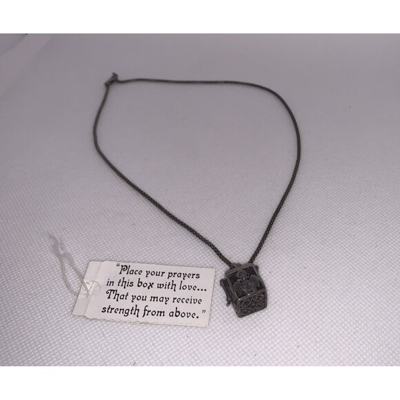 Vtg Necklace Pendant MARKED 925 STERLING SILVER Angel Trinket Prayer Box 18 Inch - Picture 1 of 9